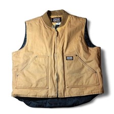 Big Smith Vest Mens XL Tan Work Utility Quilted Zip Chore Farmcore Canvas Duck