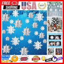 Winter Christmas Snowflake Decorations Indoor, 24PCS 3D Large White and Silve...