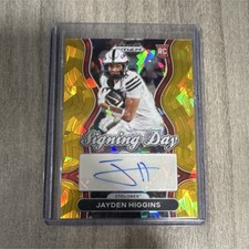 Panini 2025 Prizm Draft Picks Jayden Higgins Gold Cracked Ice Rookie Auto 