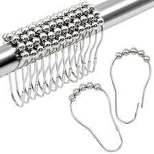 Shower Curtain Hooks Rings,12 Pcs Decorative Rustproof Metal Shower Silver