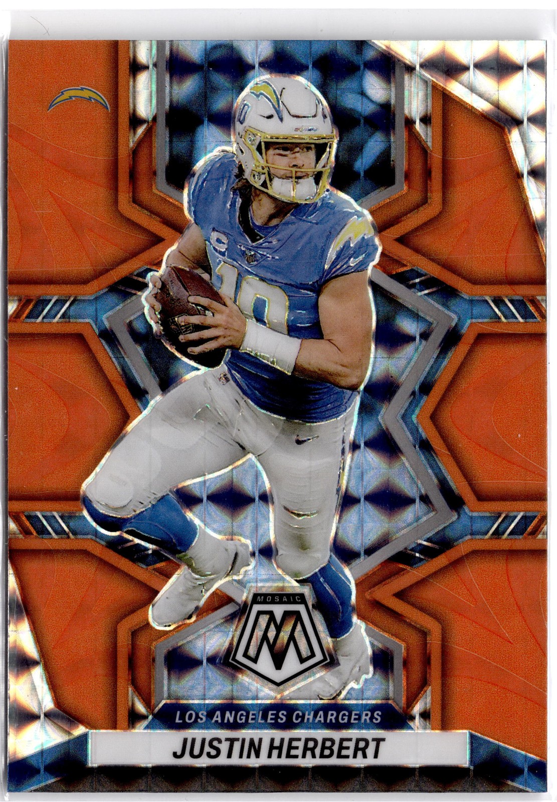 2022 Panini Mosaic #101 Justin Herbert Mosaic Reactive Orange