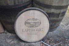 Laphroaig  Whisky Barrel Lid/Head with Outside Metal Ring and Staves