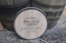 Laphroaig  Whisky Barrel Lid/Head with Outside Metal Ring and Staves