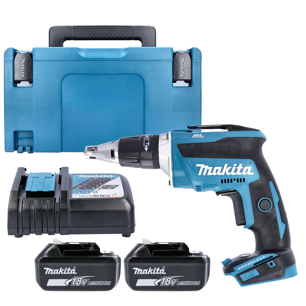 Makita DFS452 18V LXT Brushless Drywall Screwdriver with 2 x 6.0Ah Batteries,...