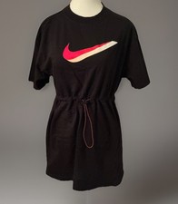 Nike Women Sportswear Black Icon Clash T-shirt Dress 100 Cotton Sz S