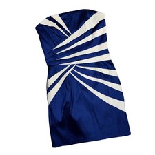 Jessica McClintock Little Blue Dress Mini Strapless 8 Vintage Shiny Party HOCO