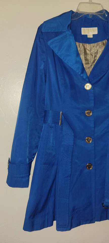 Gabardina Michael Kors Abrigo de lluvia con cinturón Chaquetón Azul Real Talla Pequeña Foto 2 de 4