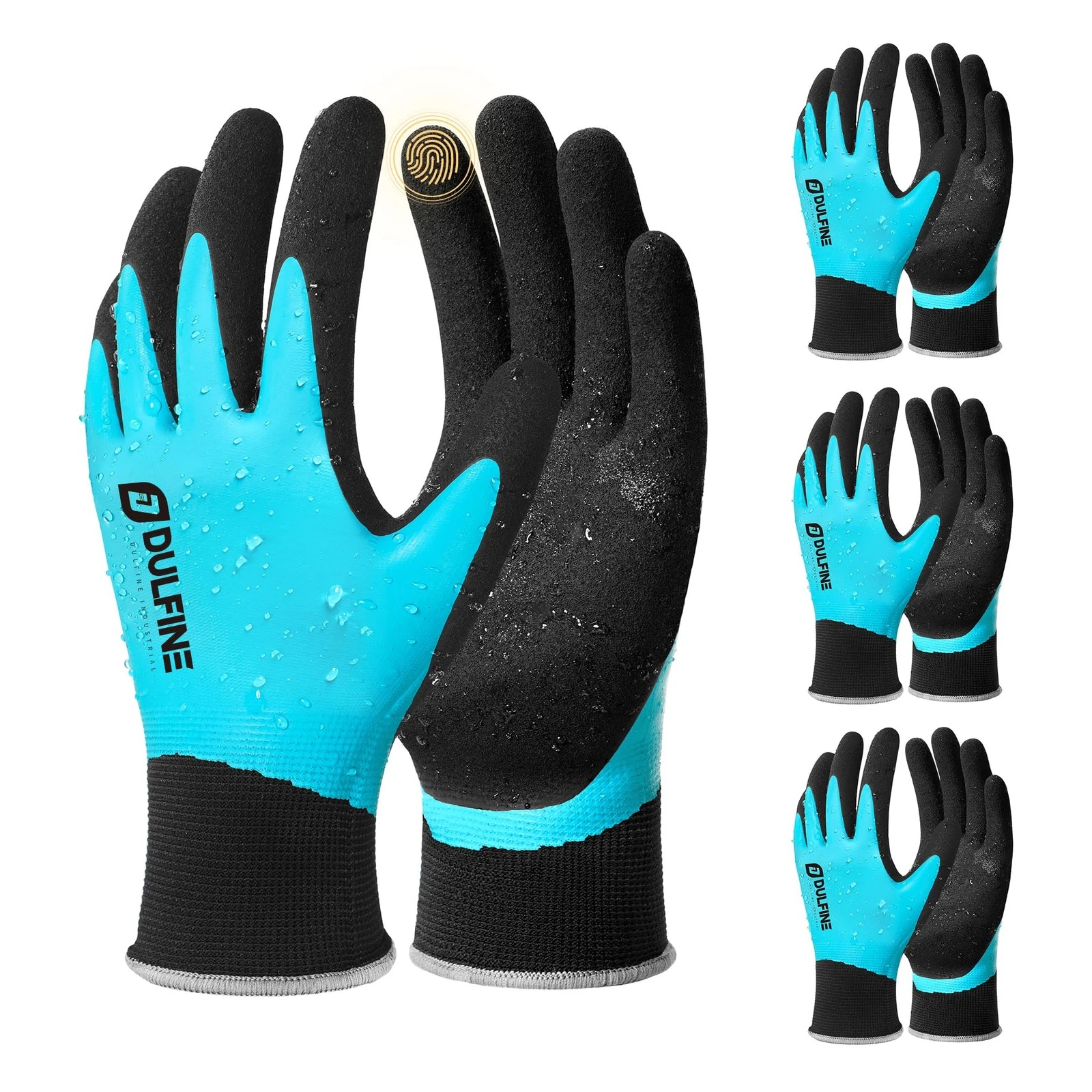 Waterproof Work Gloves for Men and Women,3 Pairs PackTouch Screen Rubber Coat...