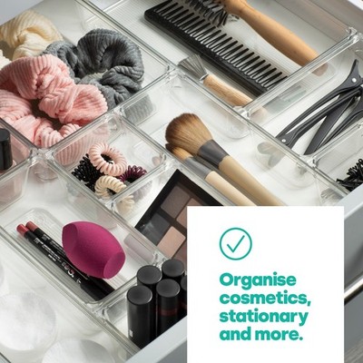 LIVIVO Klein 4 Stck. Klar Schublade Organizer Set Kunststoff Aufbewahrung Teiler für Utensilien