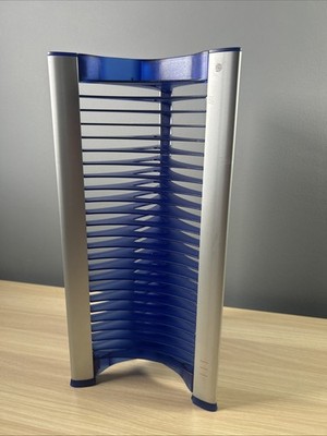 AVEC DESIGN STUDIO DVD RETRO 90er Tower Rack für 24 DVDs - Blau Kunststoff Y2K