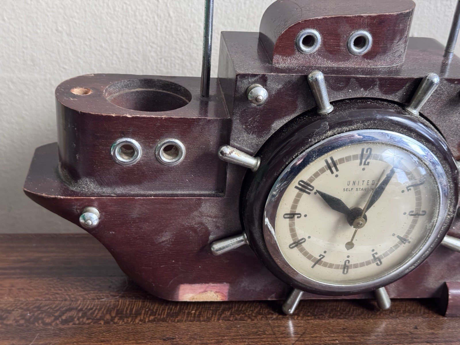 Vtg United Clipper Ship Clock 811 Has Been Through A Bad Storm As-Is