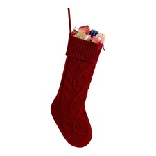 Large Cable Knit Christmas Stockings, Fireplace Hanging Burgundy Red
