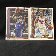 🏀 Topps Tyrese Maxey 76ers Chrome #185 & Holiday #H17 2Card Lot 🏀