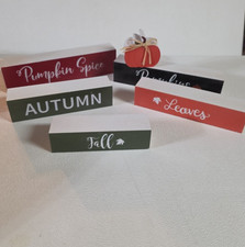 Wood Block Decor Pumpkin Spice Fall Autumn Leaves Pumpkins  Pumpkin 6 pieces