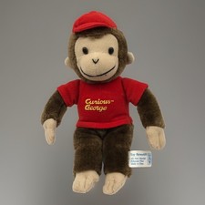Vintage Curious George W/hat 9 Plush Hong Kong Monkey Red Shirt and Hat