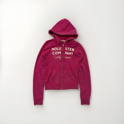 hollister Vネック　フーディ　XS archive y2k Hollister Surf California Full Zip Hoodie Jacket Y2K Hot Pink XS