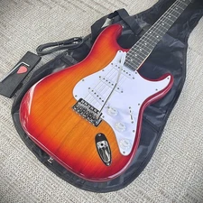 Cherry Sunburst Electric Guitar Package with Gig Bag, S-S-S Pickups, Full-Size
