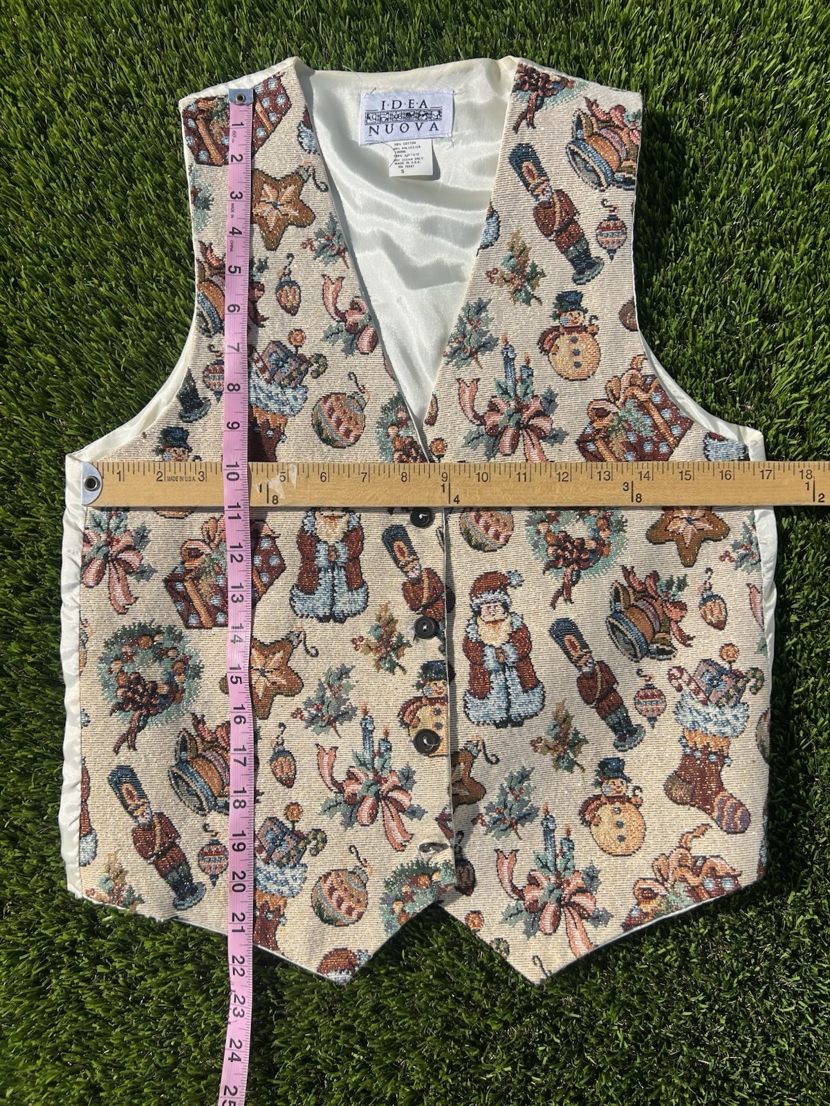 Idea Nuova Christmas Holiday Vest Small Tapestry Nutcracker Stocking Snowman VTG