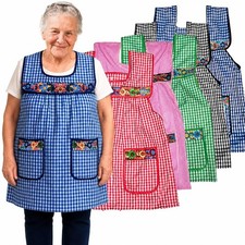 Traditional Mexican apron for with deep pockets and beautiful flower embroide...