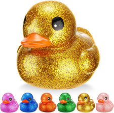 6 Pieces Giant Glitter Rubber Ducks 6.89 Inch Big Sparkly Rubber Ducky Jumbo Duc