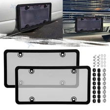 Rust-Proof Black Transparent License Plate Cover Standard US Frame w/Screws Caps