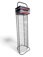 Black Metal Wire Audio DVD Storage Tower Rack | Stores 36 DVDs Free Standing