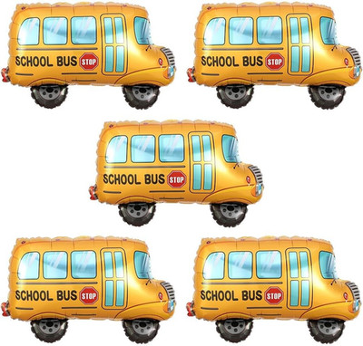 5 PCS Back to School Balloons, School Bus Kindergarten Balloon for Classroom Wel