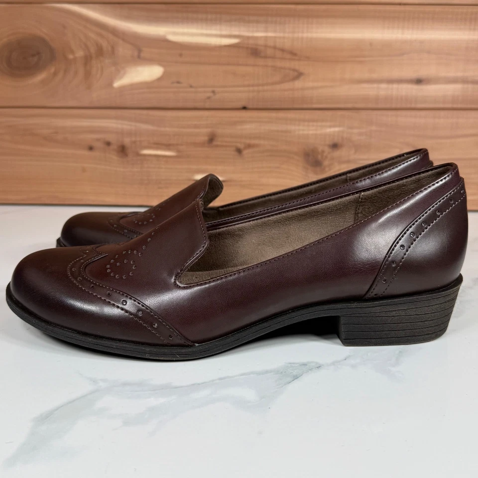 Natural Soul by Naturalizer Brown Leather Loafer Block Dress Shoes Womens 7 M - Image 3 of 4