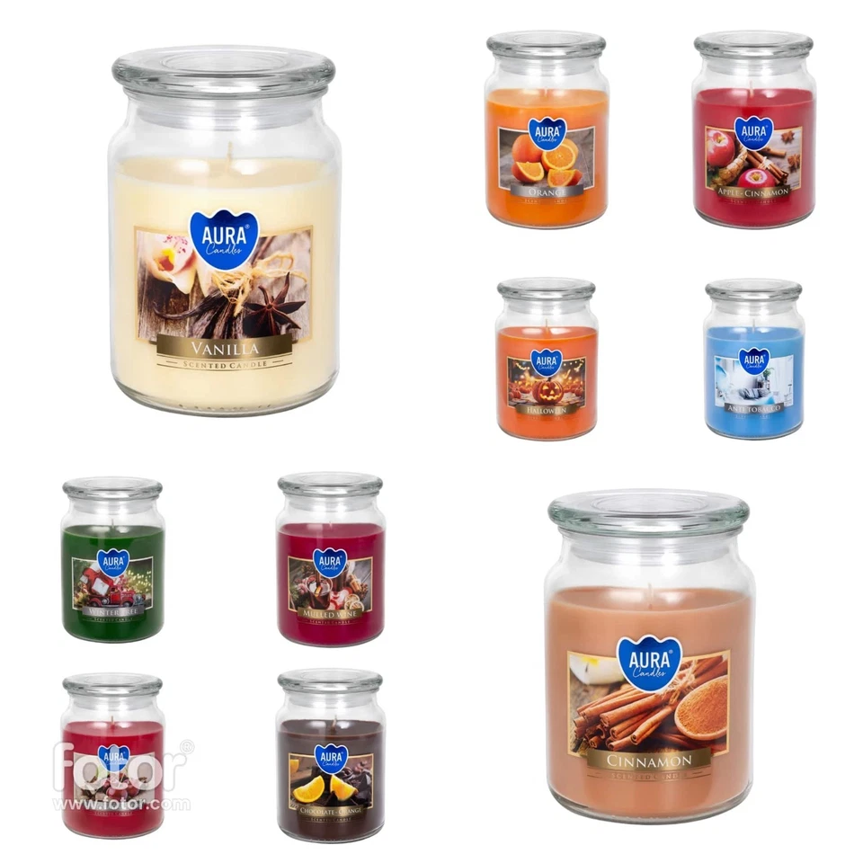 Große Duftkerze im Glas mit Deckel 500g Brenndauer 100h Weihnachten Tischdeko - Bild 1 von 1
