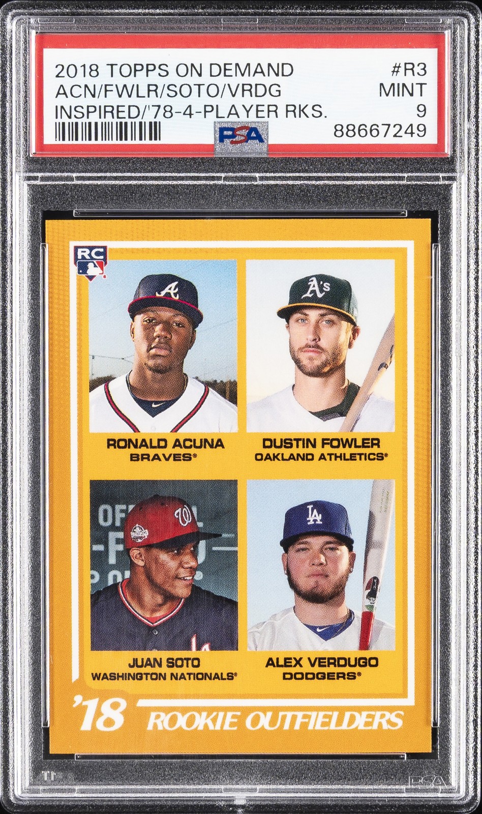 2018 #R3 ALEX VERDUGO/DUSTIN FOWLER/JUAN SOTO/RONALD ACUNA PSA 9