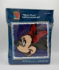 Vintage Minnie Mouse Latch Hook Kit Caron Mickey Unlimited Disney 13"x13" NEW
