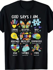 God Says I Am Be Kind Autism Awareness SPED Women Men Kids T-ShirtSame style f