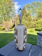 Vintage 1983 Casual Lamps of California Pottery Incised Table Lamp 34” Tall