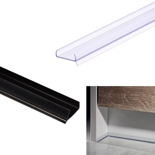 Kitchen Plinth Sealing Strip Kickboard Seal 16-18mm PVC Black Clear 1m 2m