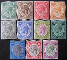 British Honduras Sg.126-137 GV 1922/33 set, g/fine m/mint. Cat. £184.