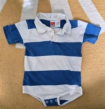 McDonald's Corp Bodysuit Vintage Size 24 Months Blue White Striped McKids