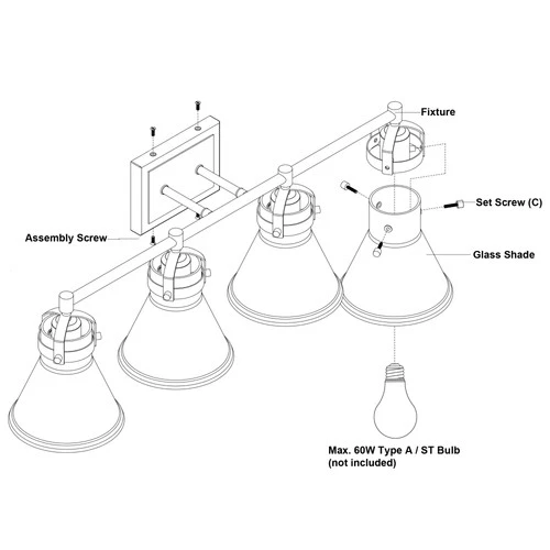 Vaxcel Lighting W0413 Mason 4 Light 33"W Vanity Light - Black - Picture 3 of 9