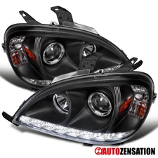 Fit 2002-2005 Benz W163 ML350 ML500 Black LED Strip Projector Headlights Lamps