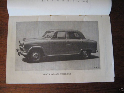 AUSTIN A40 A50 CAMBRIDGE DRIVER HANDBOOK 72 pages good condition 1956 FREE POST - 第 1/2 張圖片