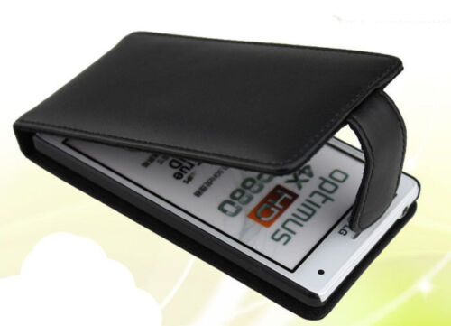 FLIP CASE CASE CASE CASE CASE COVER FOR LG P880 4X HD OPTIMUS ECO LEATHER LINING BLACK NEW - Picture 1 of 1