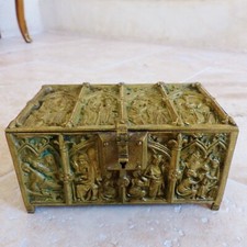 RARE & SUPERB ANTIQUE 19th CENTURY BRONZE BOX with BIBLICAL SCNES 1880's