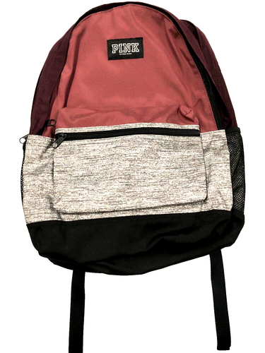 Victoria's Secret Pink Campus Backpack 2019 Book Bag Colorblock Maroon/Gray NWT - Bild 1 von 3