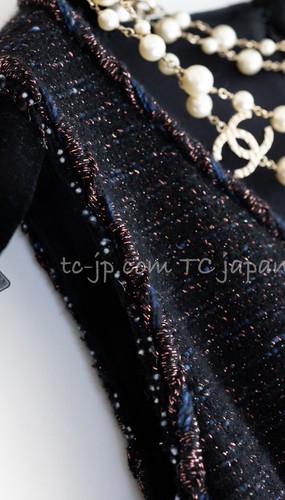CHANEL 07PF Black Blue Metallic Braid Trim Wool Cashmere Tweed Dress 36 US4 Mint - Picture 7 of 22