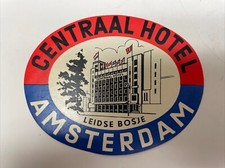 Central Hotel Leidse Bosje Amsterdam Netherlands Luggage Label