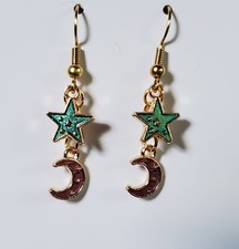 New Hook Earrings - Space Stars moon