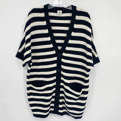 Cabi M Medium Striped Knit Short Sleeve #5289 Sweater Top Nautical