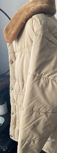 Walls Blizzard Pruf Puffer Jacket Men L Insulated Quilted Lined Fur Collar Tan - Picture 14 of 18