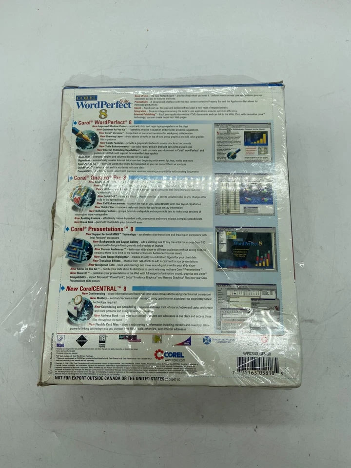 Corel WordPerfect Suite 8 Profesional Nueva Caja Paradoja Windows 95 Envío Gratis Foto 3 de 3
