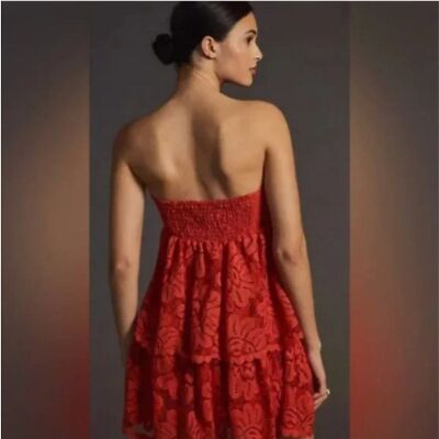 maeve strapless lace mini dress Maeve Strapless Twist Front Jacquard Babydoll Mini Dress  American Threads Black / M