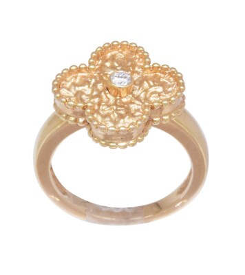 Van Cleef Arpels NEW Alhambra Diamond Ring 18k Rose Gold